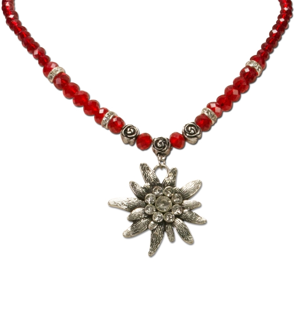Edelweiss & Crystal Pearl Necklace Red | Accessoires & Textiles ...
