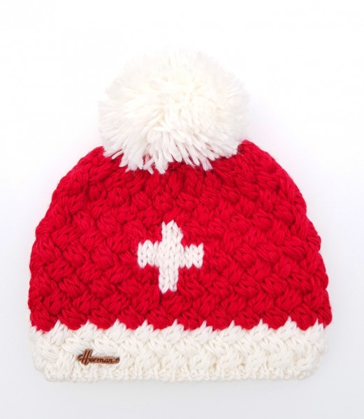 Ladies Winter Cap with Swiss Cross Design