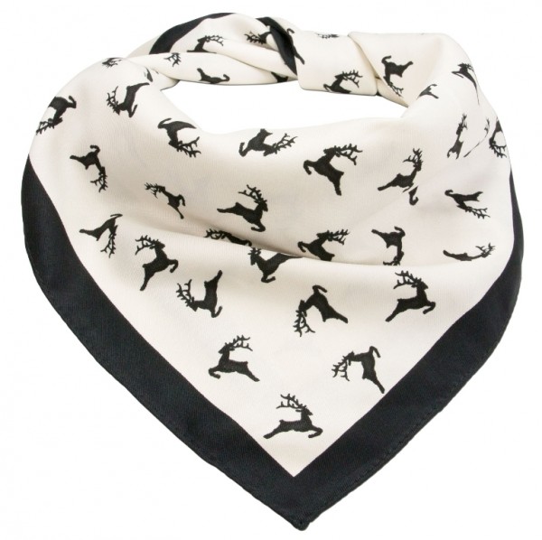 Scarf with Alpine Deer in Cream & Black