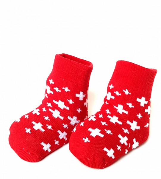 Baby Socks Red & White with Swiss Crosses