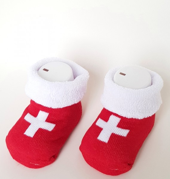 Baby Socks Red & White with Swiss Cross